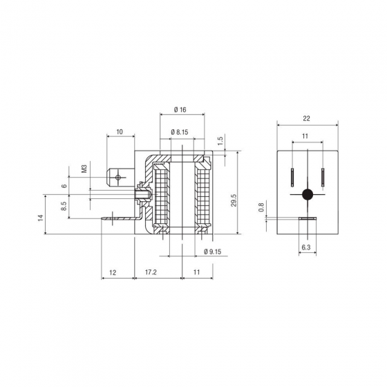 Катушка электромагнитная (соленоид) Aignep SOL01024C3000, 12V, 2 Вт