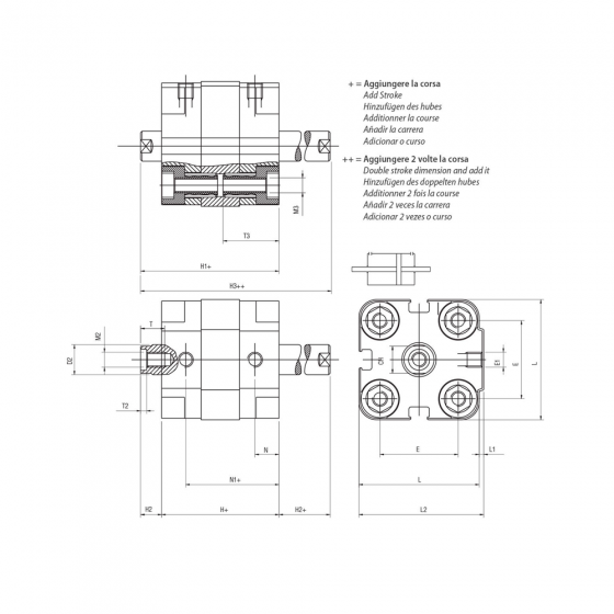 Пневмоцилиндр 20х50 Aignep QJ0200050, компактный