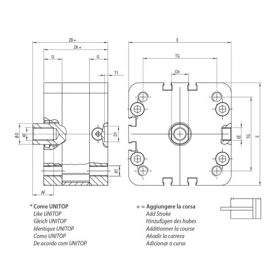 Пневмоцилиндр 40х50 Aignep WF0400050, компактный