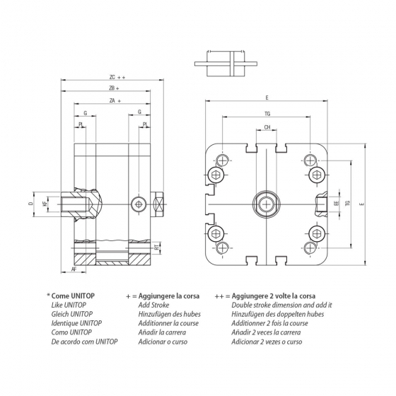 Пневмоцилиндр 50х25 Aignep WJ0500025, компактный