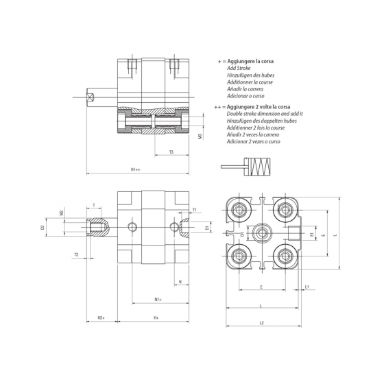 Пневмоцилиндр 40х25 Aignep QD0400025, компактный