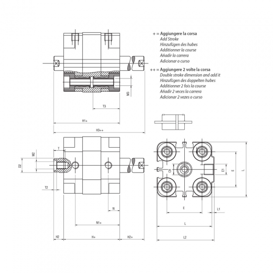 Пневмоцилиндр 40х80 Aignep QJ0400080, компактный