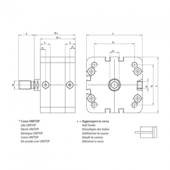 Пневмоцилиндр 32х150 Aignep WFM0320150, компактный