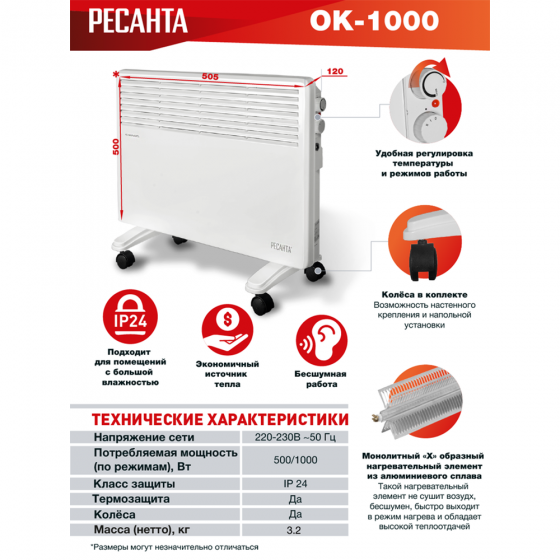 Конвектор РЕСАНТА ОК-1000